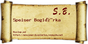 Speiser Boglárka névjegykártya
